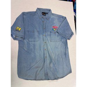 Vtg Chase Authentics Men Jeff Gordon Denim Shirt Embroidered NASCAR Button XL